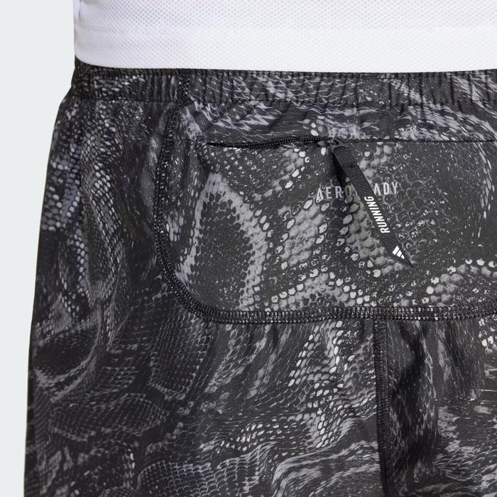 Adidas Own the Run Excite Allover Print AEROREADY Men's Running Shorts - Black