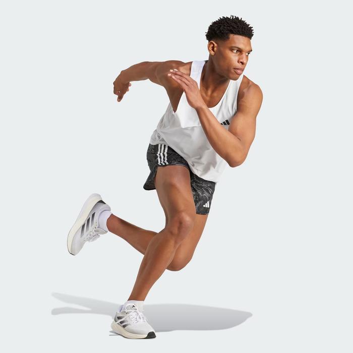 Adidas Own the Run Excite Allover Print AEROREADY Men's Running Shorts - Black