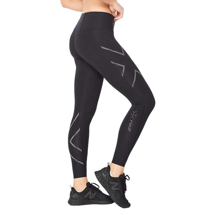 2XU Light Speed Mid-Rise Women’s Compression Tights - Black/Black Reflective