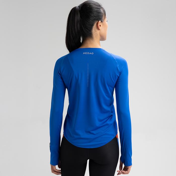 Nedao SwiftBreeze Ventilated Women’s Running Long Sleeve T-Shirt - Nedao Blue