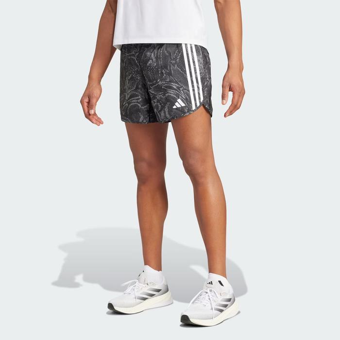 Adidas Own the Run Excite Allover Print AEROREADY Men's Running Shorts - Black