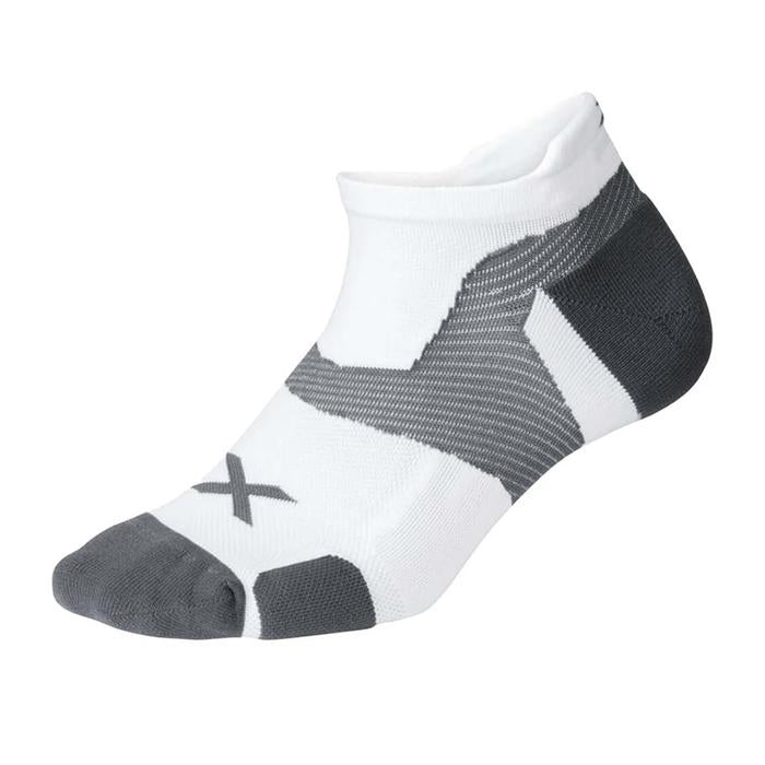 2XU Vectr Ultralight No Show Unisex Running Socks - White/Grey