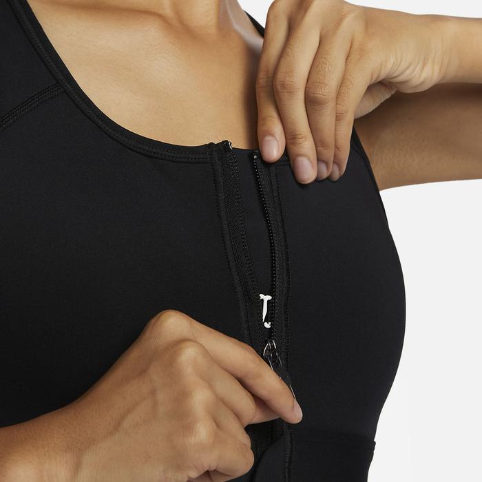 Women's Swoosh Medium-Support Zip Front Sports Bra - All Black