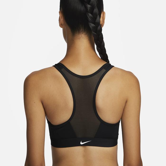 Women's Swoosh Medium-Support Zip Front Sports Bra - All Black