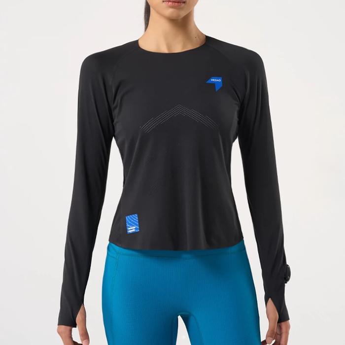 Nedao Qiflow Ventilated Women’s Running Long Sleeve T-Shirt - Black