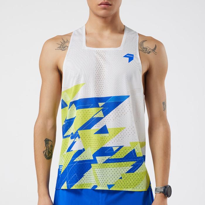 Nedao QiFlow Racing One Cut Men’s Running Singlet - Shapeshift White