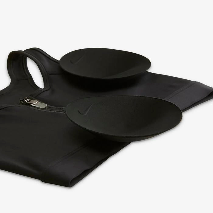 Women's Swoosh Medium-Support Zip Front Sports Bra - All Black