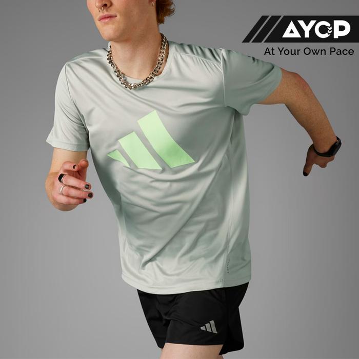 Adidas Run It Logo Men's Running T-Shirt - Putty Grey