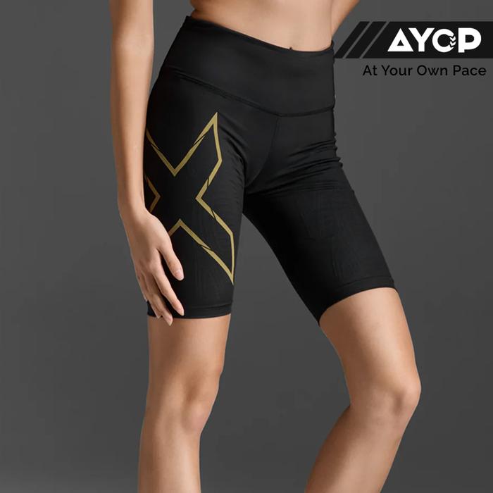 2XU MCS Light Speed Mid-Rise Women’s Running Compression Short - Black/Gold