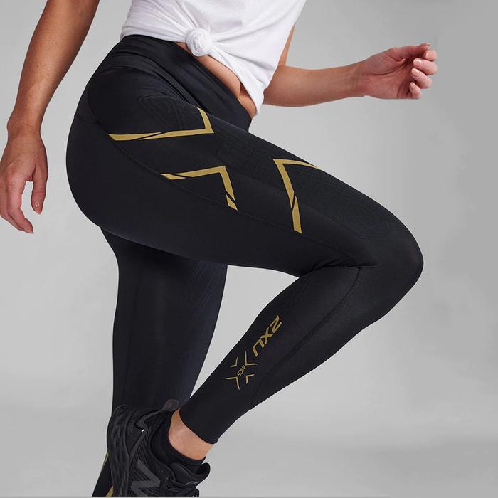 2XU MCS Light Speed Mid-Rise Women’s Compression Tights - Black/Gold