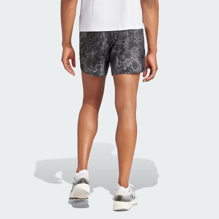 Adidas Own the Run Excite Allover Print AEROREADY Men's Running Shorts - Black