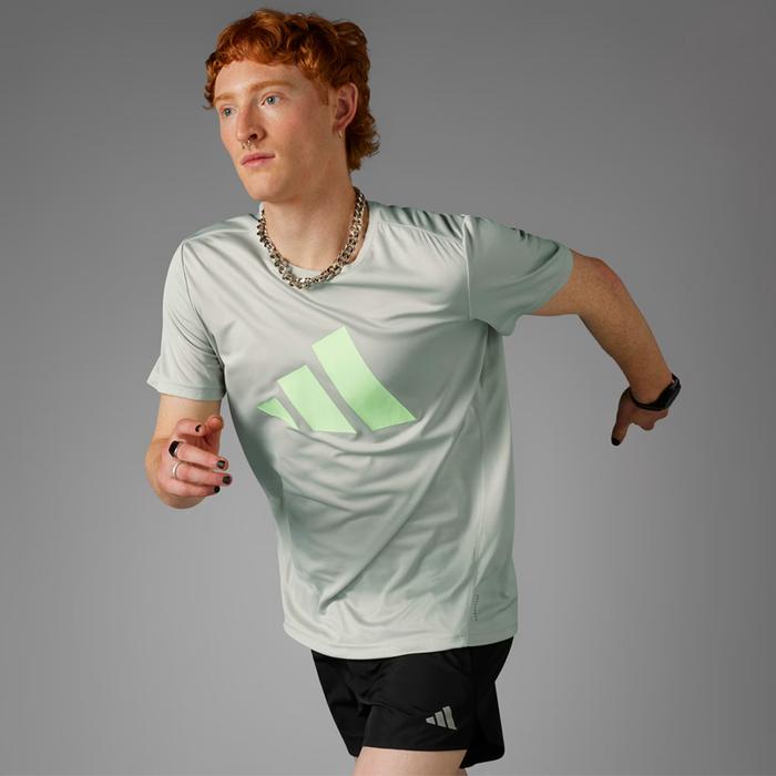 Adidas Run It Logo Men's Running T-Shirt - Putty Grey