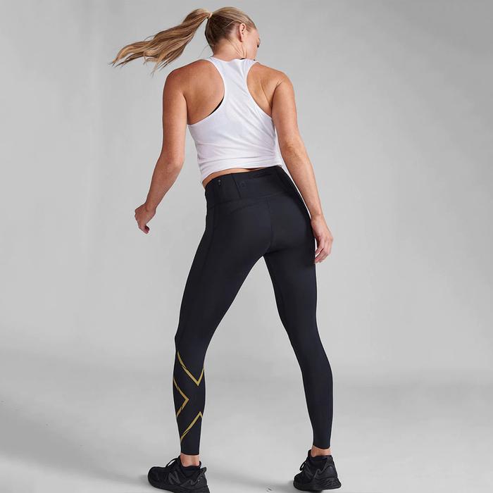 2XU MCS Light Speed Mid-Rise Women’s Compression Tights - Black/Gold
