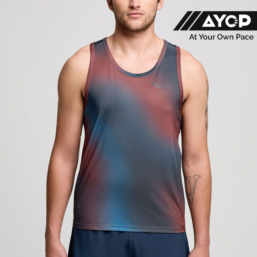 Saucony Stopwatch Graphic Men’s Running Tank Top Singlet - Soothe Print