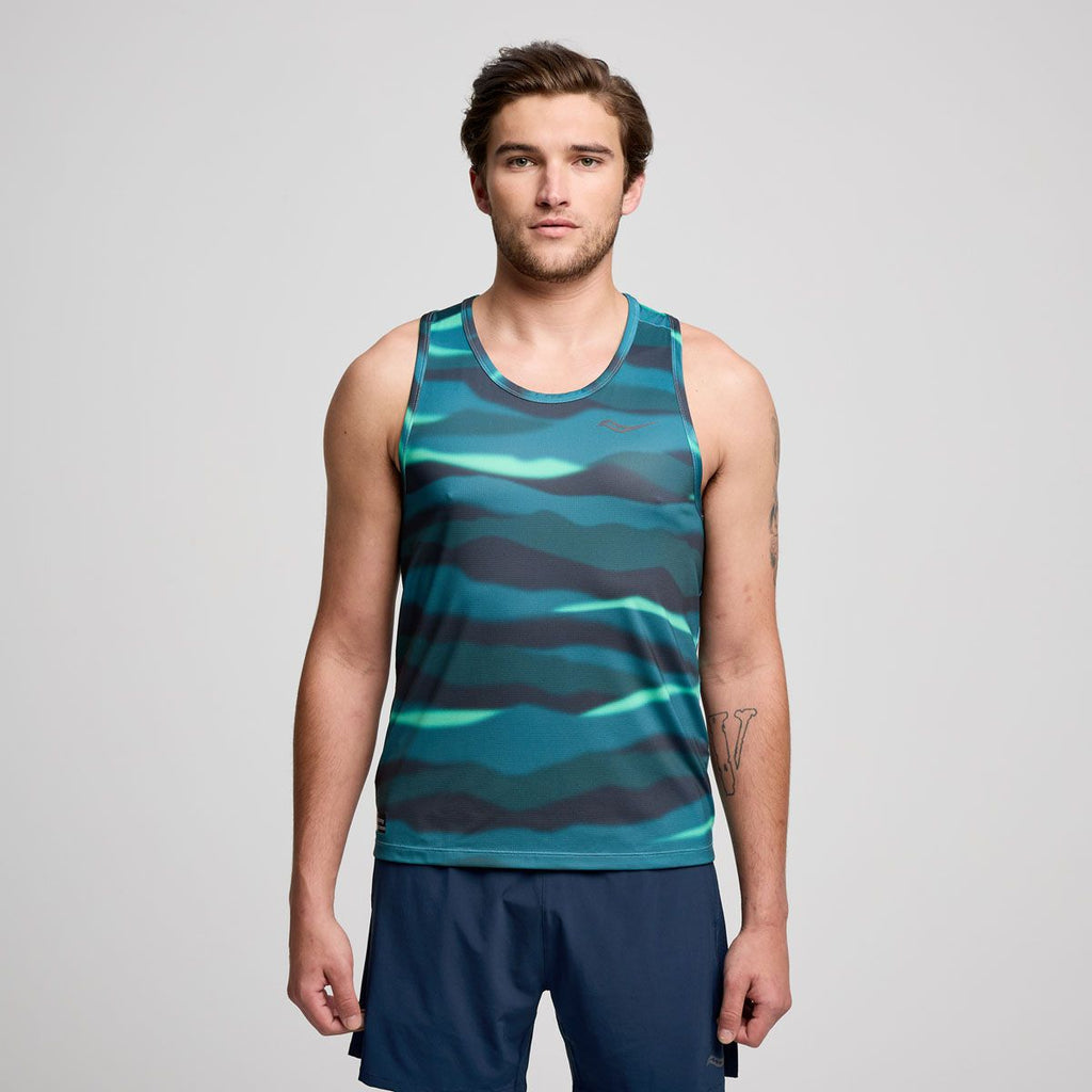 Saucony Stopwatch Graphic Men’s Running Tank Top Singlet - Calm Print
