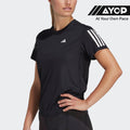 Kaos Lari Adidas Own The Run 3 Stripes Wanita - Hitam