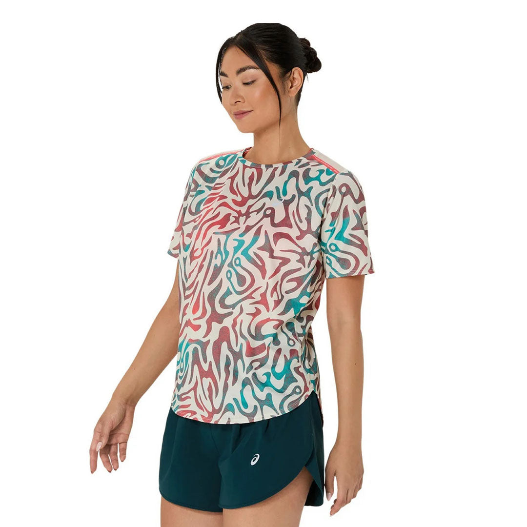 Asics Road All Over Print Kabuki Theater Women’s Running T-Shirt - Birch
