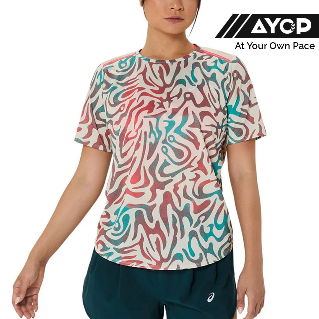 Asics Road All Over Print Kabuki Theater Women’s Running T-Shirt - Birch