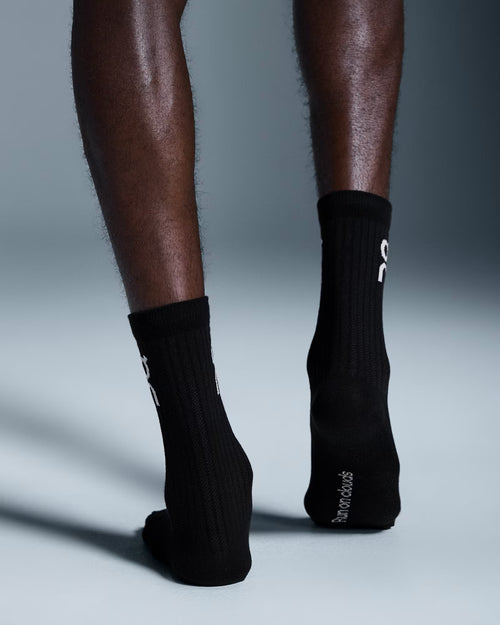 (1 Pair) ON Running Logo Socks High Crew Unisex Running Socks - Black