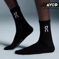 (1 Pair) ON Running Logo Socks High Crew Unisex Running Socks - Black