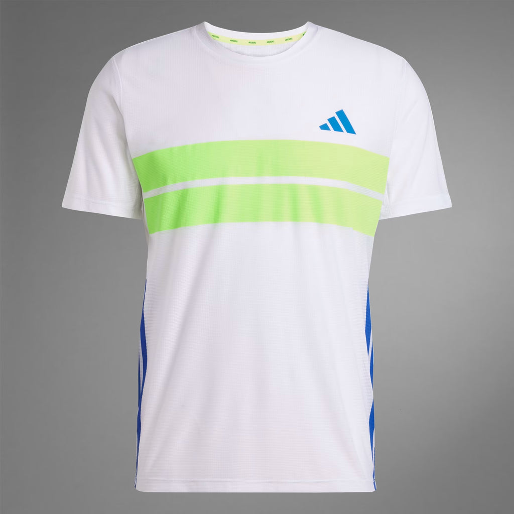 Adidas Retro Running Climacool Men’s Running T-Shirt - White/Blue/Lucid Lemon