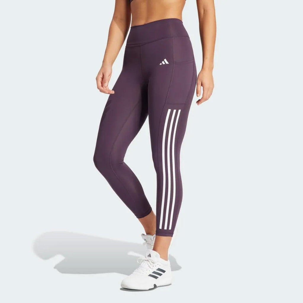 Adidas Optime 3-Stripes Full Length Women's Training Leggings - Purple