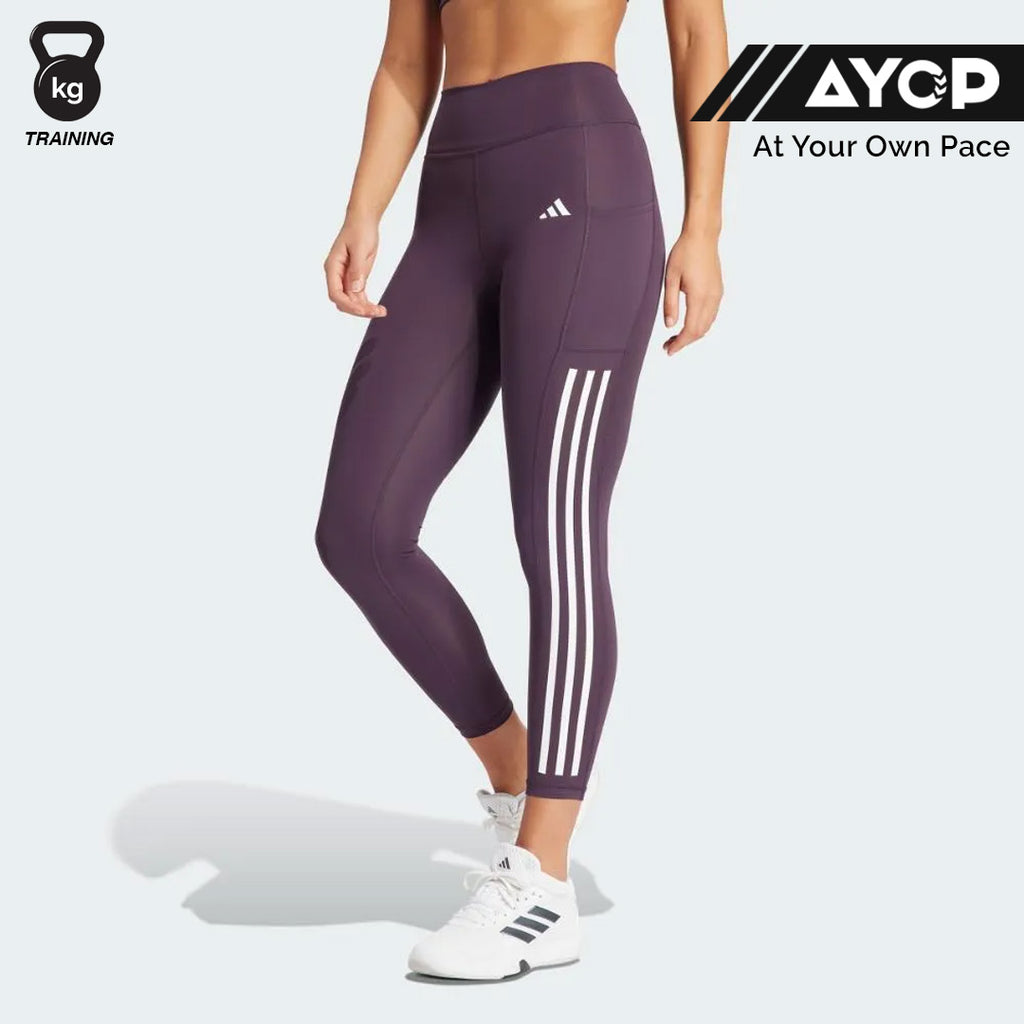 Adidas Optime 3-Stripes Full Length Women's Training Leggings - Purple