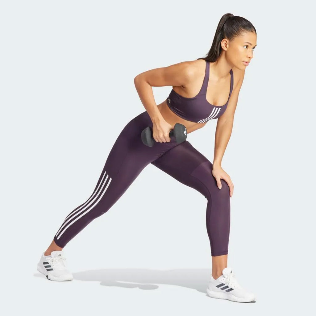 Adidas Optime 3-Stripes Full Length Women's Training Leggings - Purple