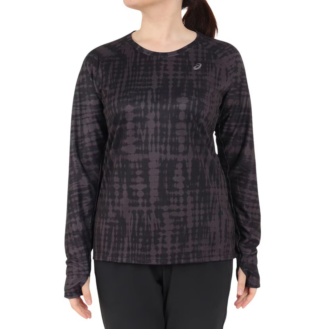 Asics All Over Print Women's Running T-Shirt Long Sleeve - Black