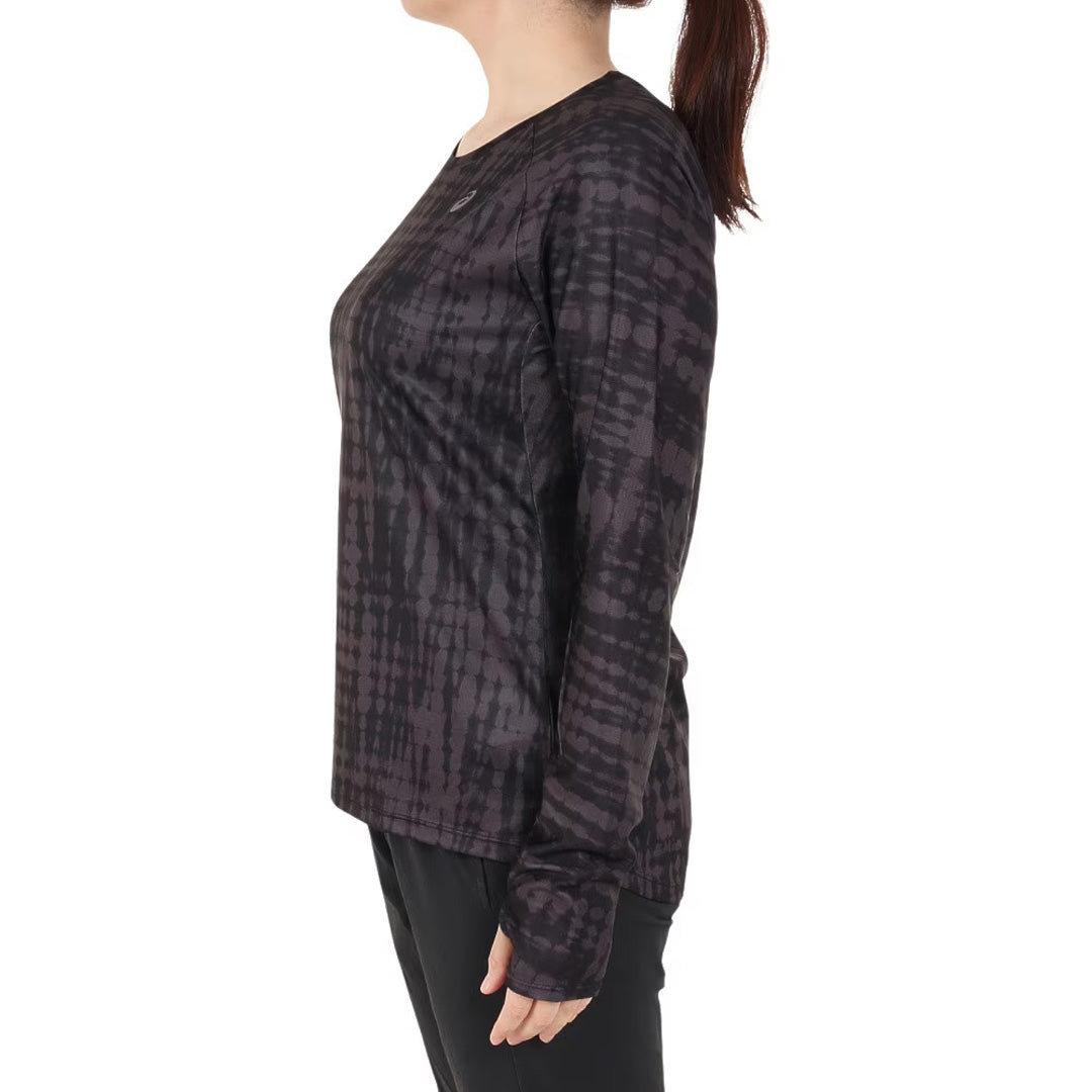 Asics All Over Print Women's Running T-Shirt Long Sleeve - Black