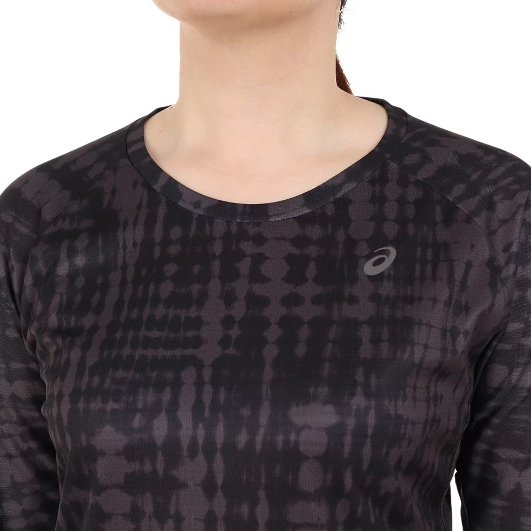 Asics All Over Print Women's Running T-Shirt Long Sleeve - Black