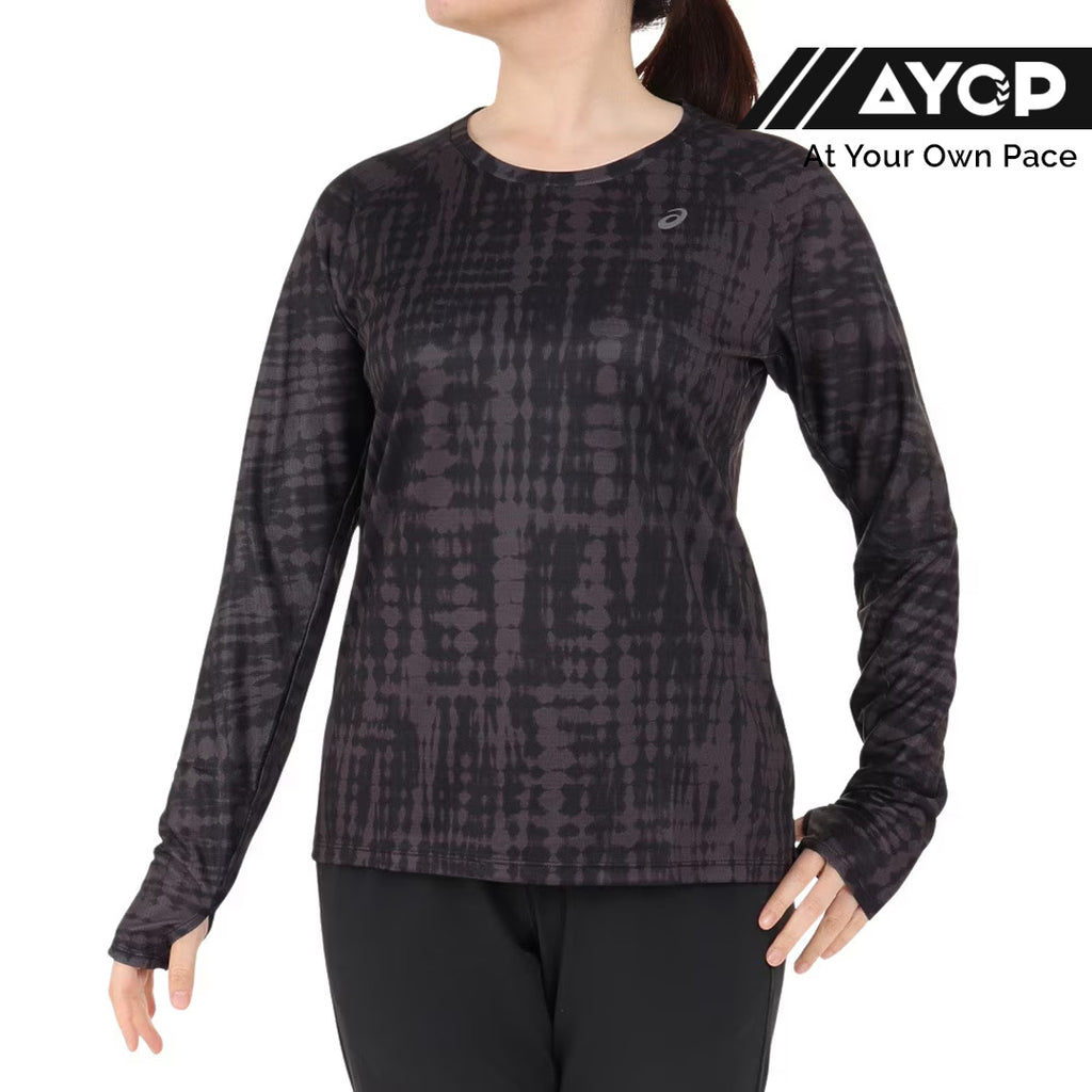 Asics All Over Print Women's Running T-Shirt Long Sleeve - Black