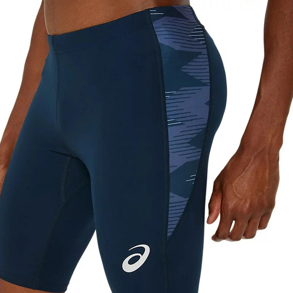 Asics Graphic Mid Tight Men's Running Tights - French Blue