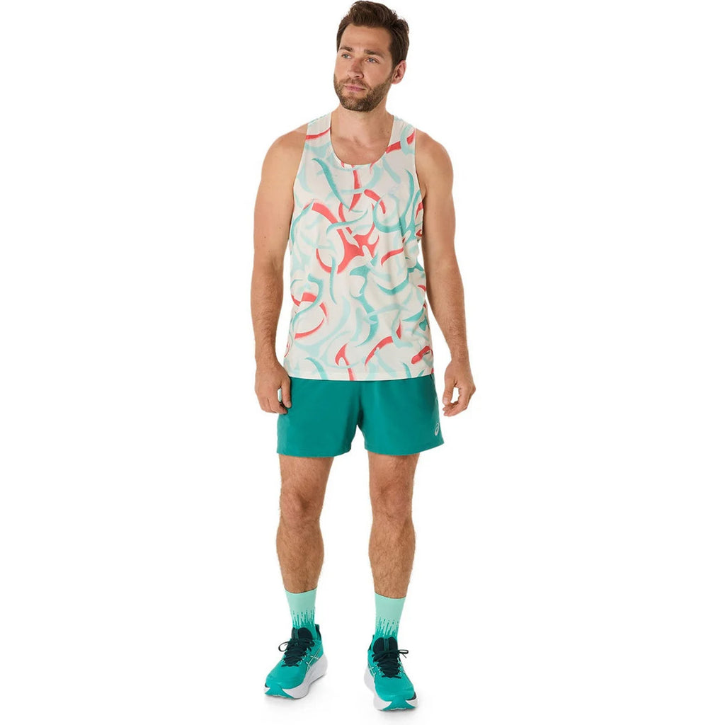 Asics Road All Over Print Singlet Men's Running Tank Top - Birch