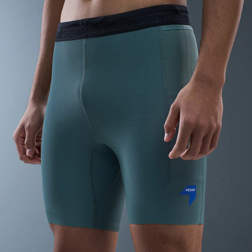 Nedao VelocityX 1/2 Length Pro 7-inch Men's Running Tights - Black