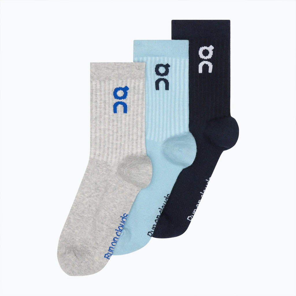 (3 Pairs) On Logo High Unisex Running Socks - Wash/Navy
