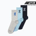(3 Pairs) On Logo High Unisex Running Socks - Wash/Navy