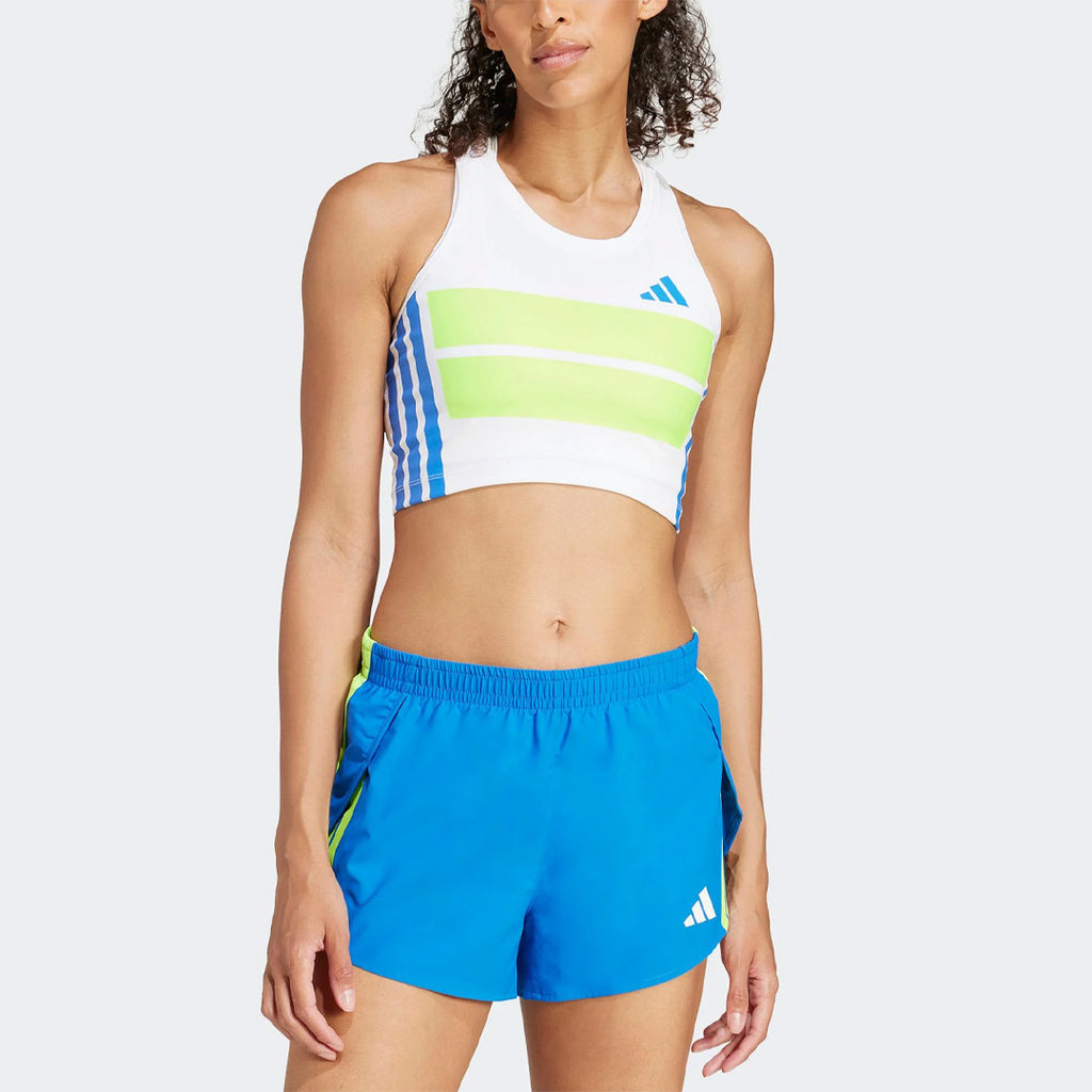 Adidas Adizero Retro Women's Running Crop Top - White / Lucid Lemon