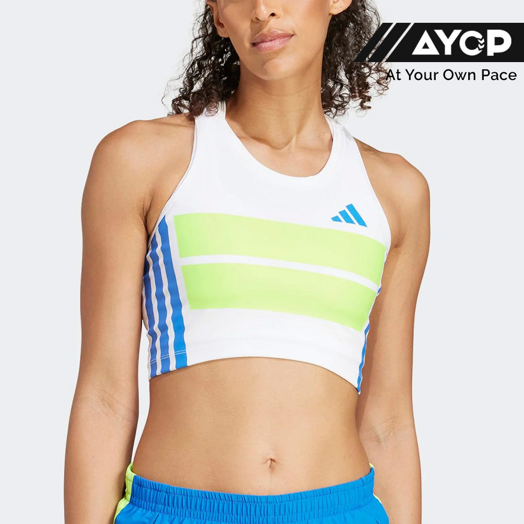 Adidas Adizero Retro Women's Running Crop Top - White / Lucid Lemon