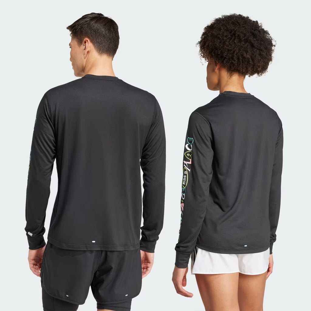 Adidas Own the Run Runners Unisex Running T-Shirt Long Sleeve - Black