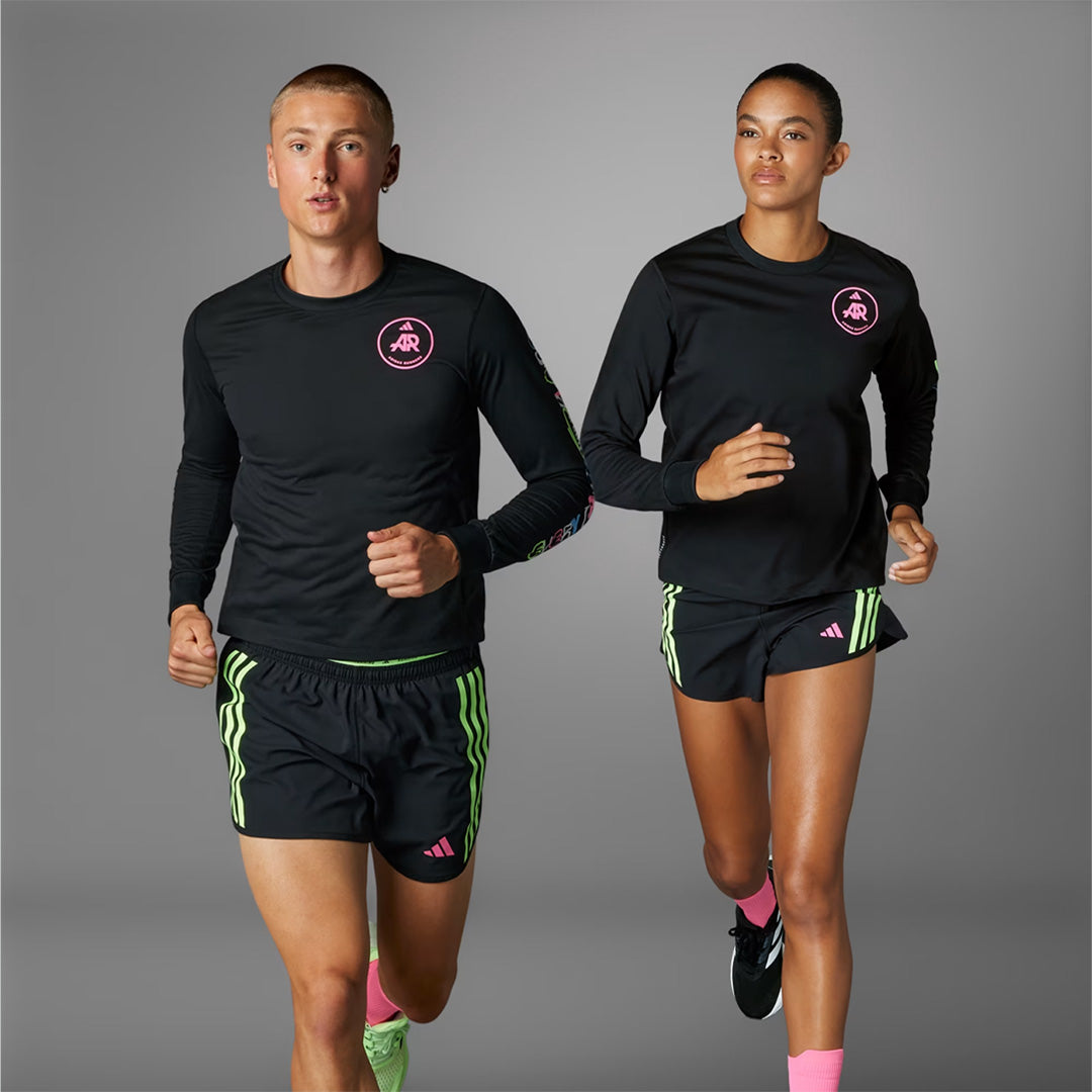 Adidas Own the Run Runners Unisex Running T-Shirt Long Sleeve - Black/Pink
