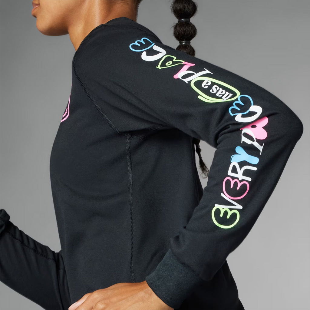 Adidas Own the Run Runners Unisex Running T-Shirt Long Sleeve - Black/Pink