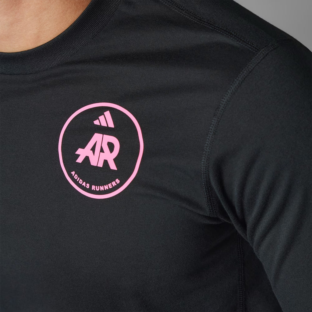 Adidas Own the Run Runners Unisex Running T-Shirt Long Sleeve - Black/Pink