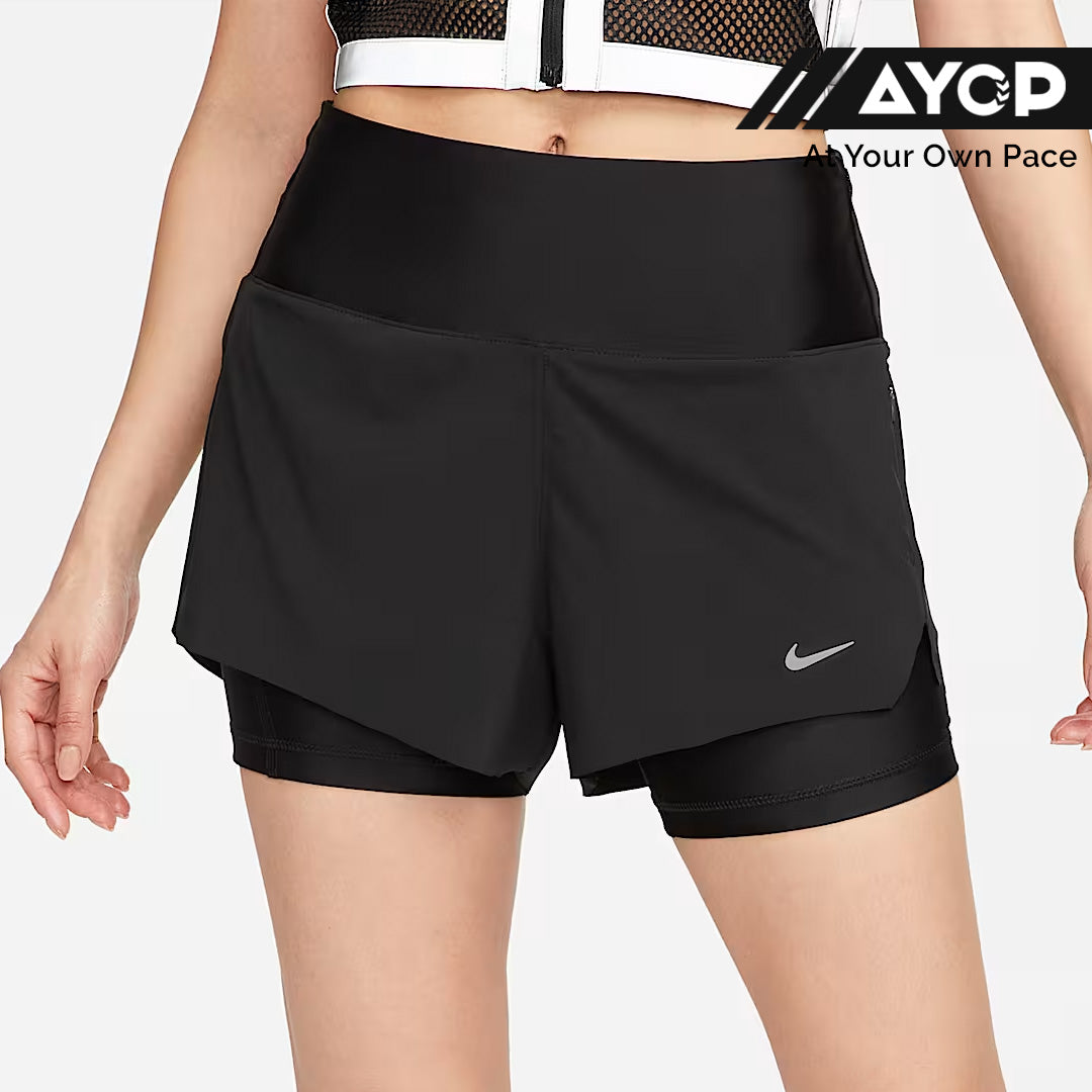Nike Dri-FIT Swift Mid-Rise 2-in-1 3-inch Women's Running Shorts - Black