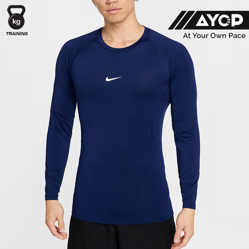 Nike Pro Dri-FIT Tight Long-Sleeve Fitness Men's Training T-Shirt - Blue Void