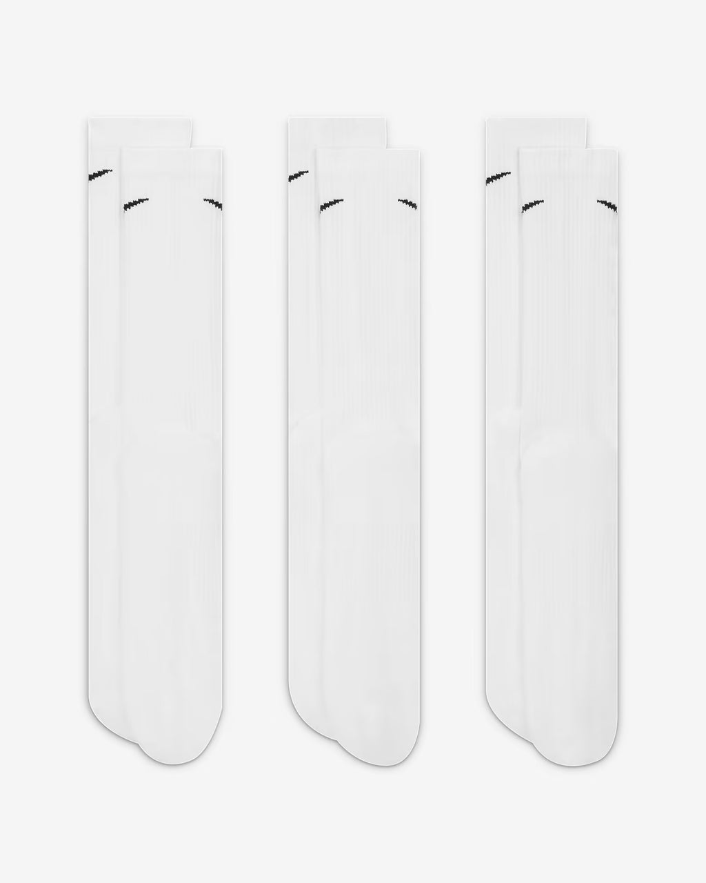 (3 Pairs) Nike Everyday Plus Cushioned Unisex Running Socks - All White