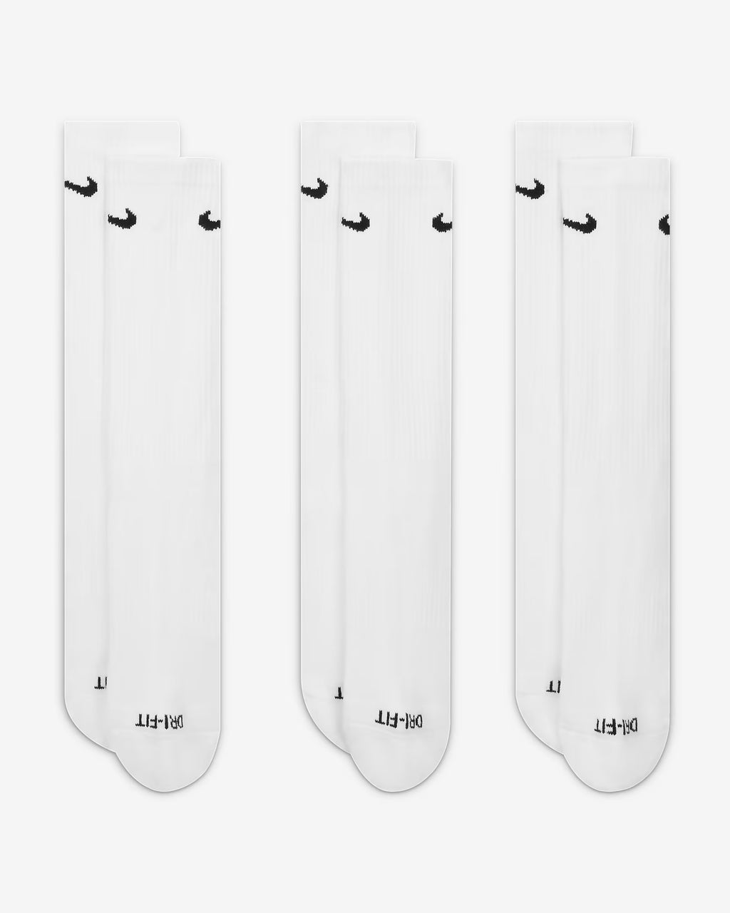 (3 Pairs) Nike Everyday Plus Cushioned Unisex Running Socks - All White