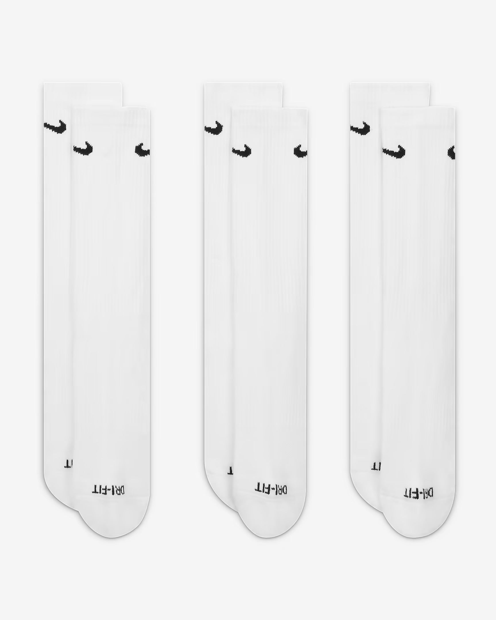 (3 Pairs) Nike Everyday Plus Cushioned Unisex Running Socks - All White
