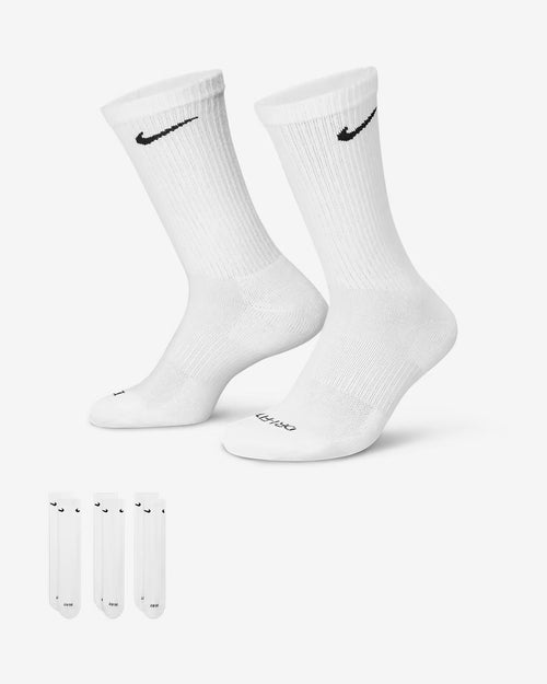 (3 Pairs) Nike Everyday Plus Cushioned Unisex Running Socks - All White