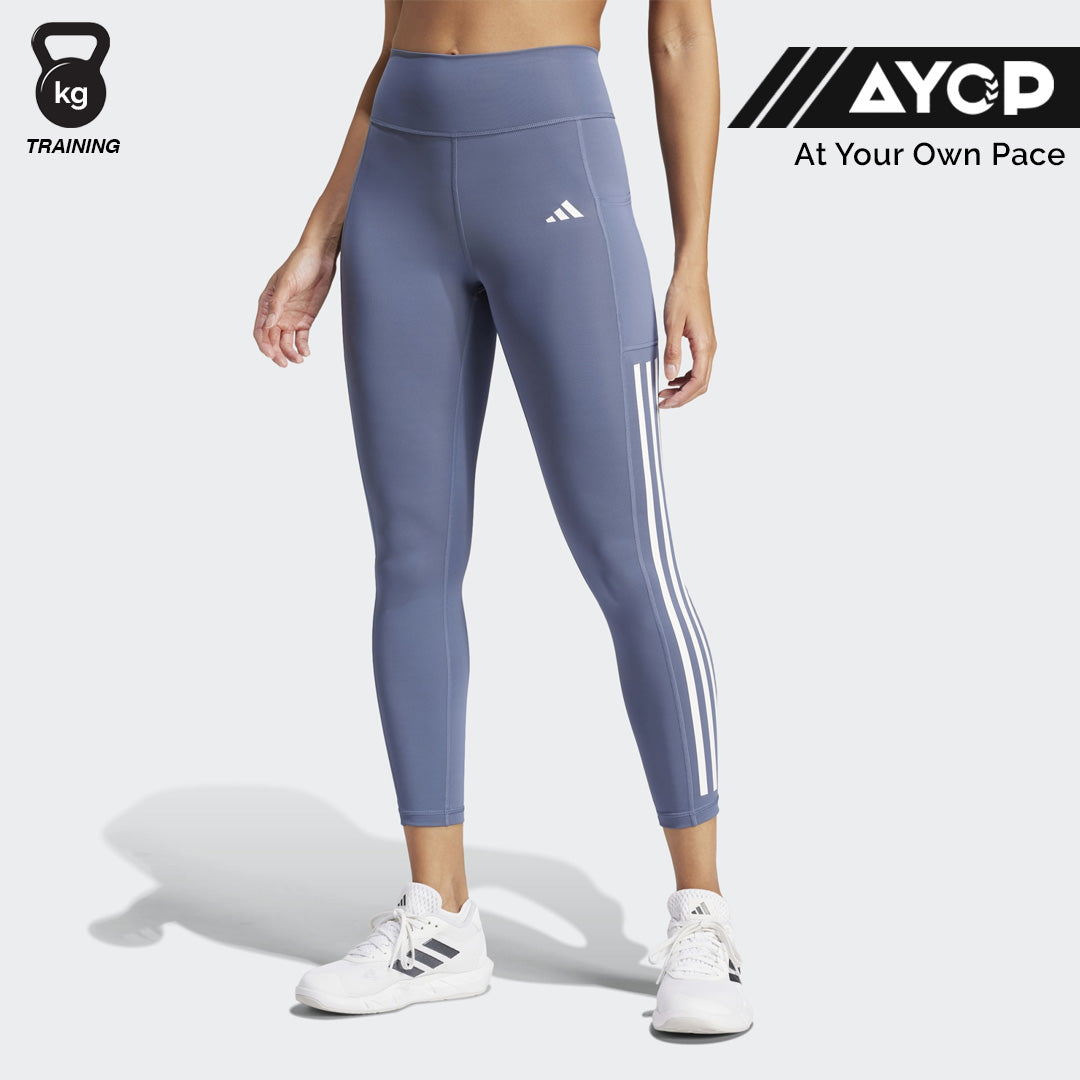 Adidas Optime 3-Stripes Full-Length Women's Training Leggings - Preloved Ink